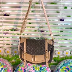 Steve Madden quilted gray & cream satchel shoulder bag FREE* with purchase